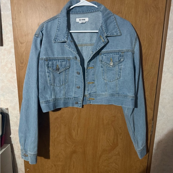 Re/Done Jackets & Blazers - Re/Done Trucker Cropped Denim Jacket